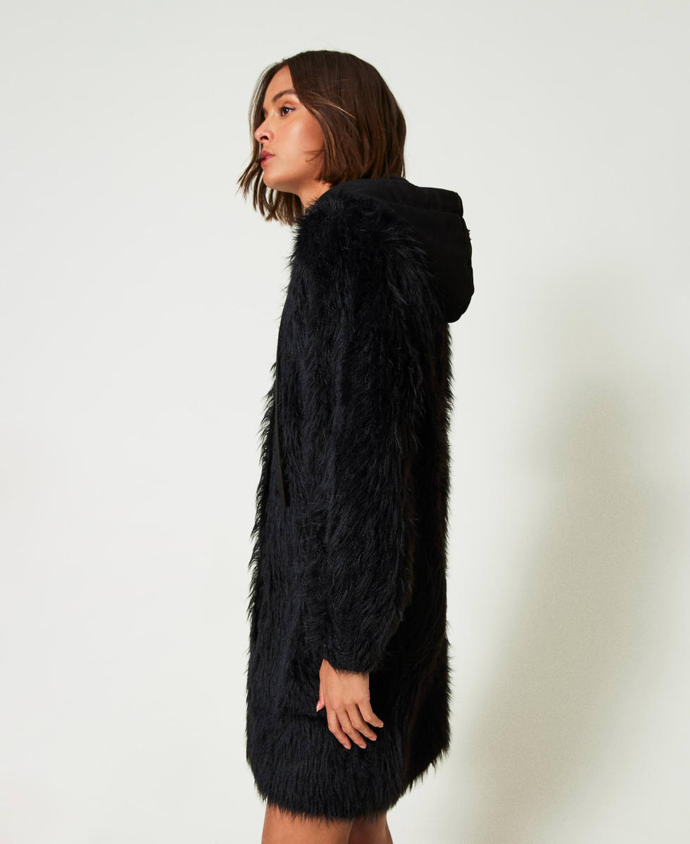 MYFO knit coat with hood Woman, Black | TWINSET Milano