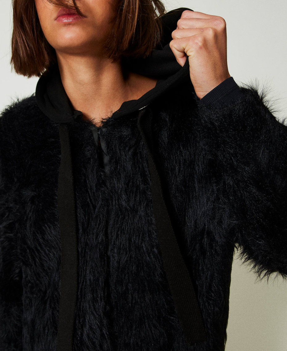 MYFO knit coat with hood Black Woman 242AM3560_00006_05