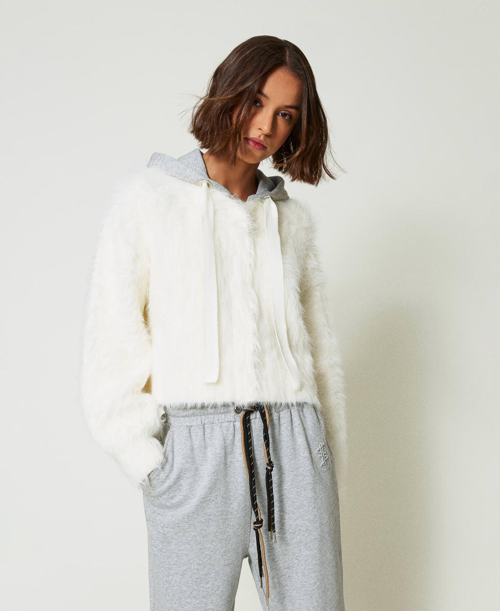 MYFO knit bomber jacket with hood Woman, White | TWINSET Milano