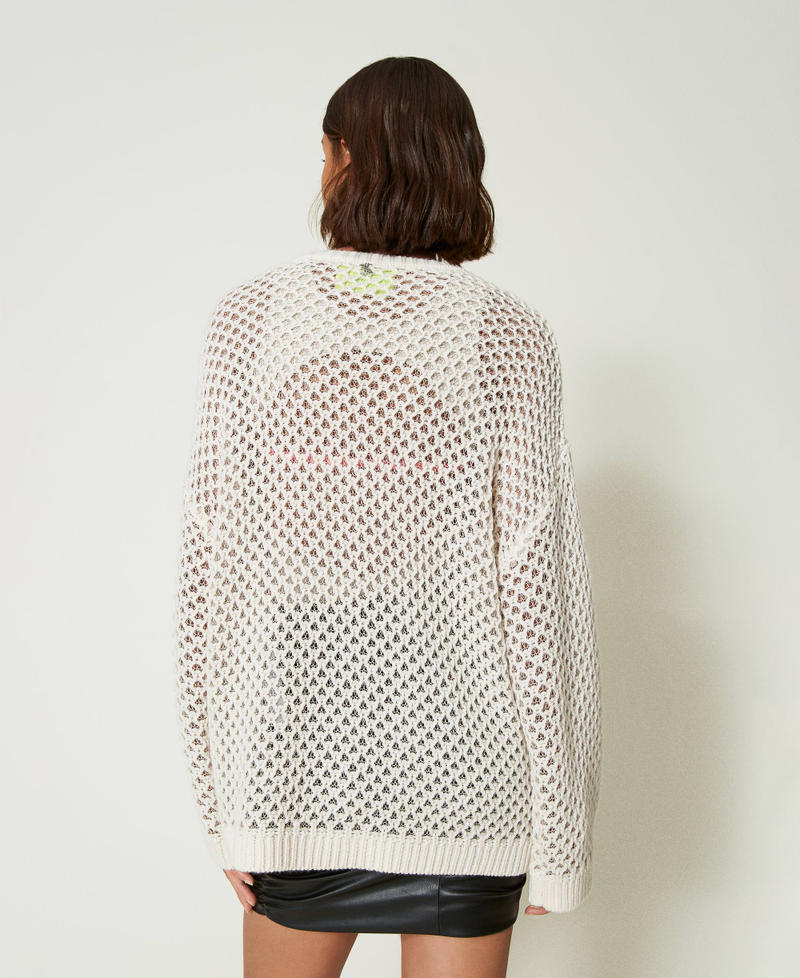 MYFO oversize mesh jumper with lurex Two-tone Snow White / Platinum Woman 242AM3580_11878_03