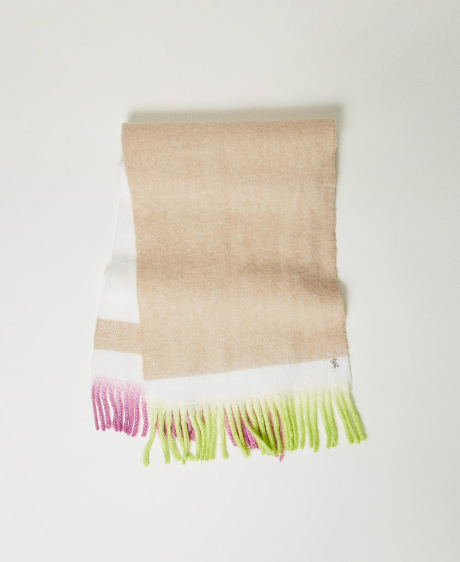 MYFO scarf with fadeout fringes Two-tone Snow White / Dull Gold Woman 242AM4010_11852_01