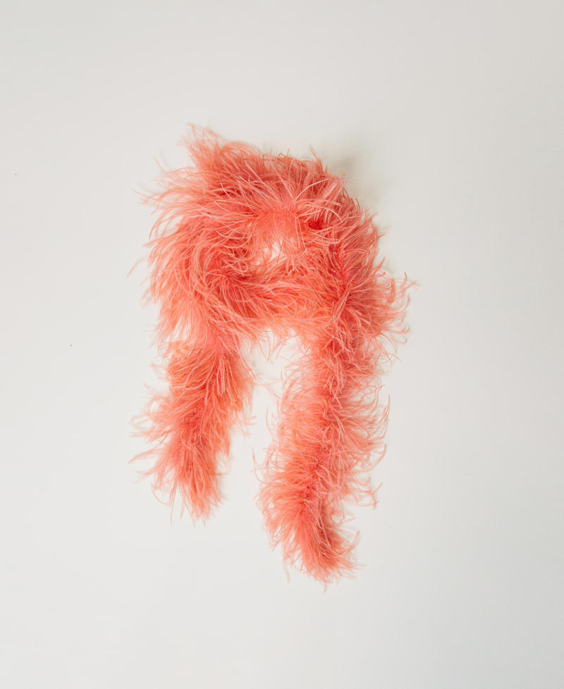 MYFO stole with feathers Fluorescent Coral Woman 242AM4018_00348_01