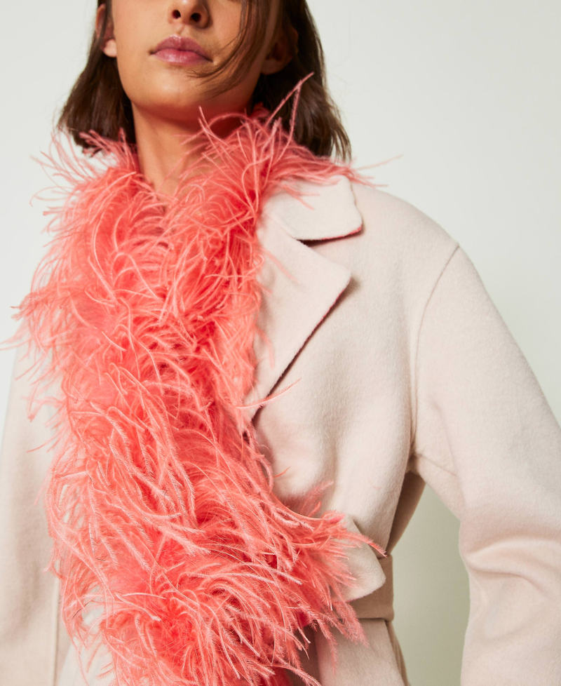 MYFO stole with feathers Fluorescent Coral Woman 242AM4018_00348_0S