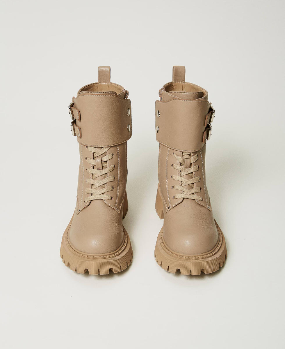 MYFO Schn&uuml;rstiefelette mit zwei Riemen Mattgold Frau 242AMP520_11714_04