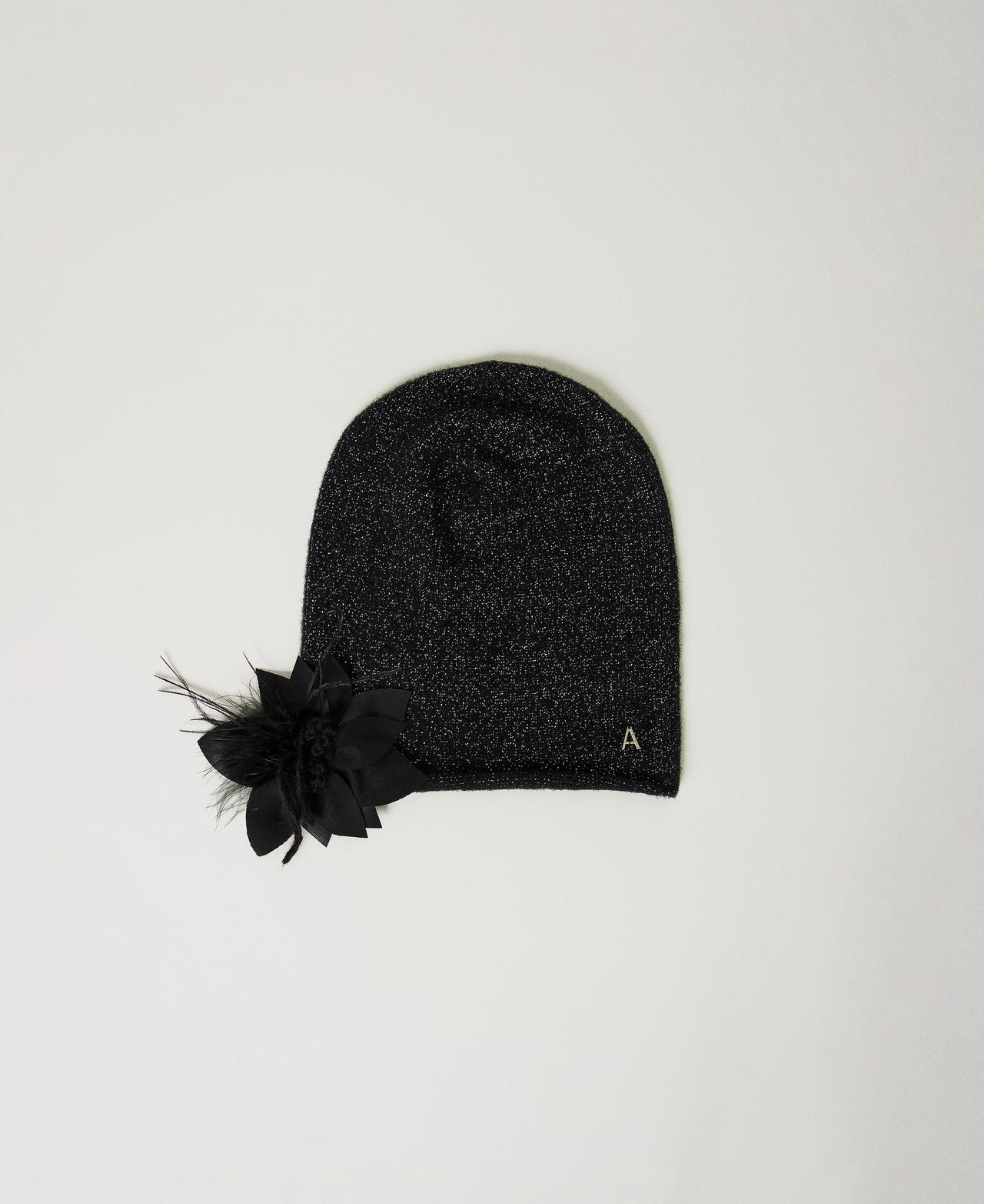 Berretto Turbante Con Fiore Prelegato Per Donna, Cotone 100%, Nero, Taglia Unica, Ruech
