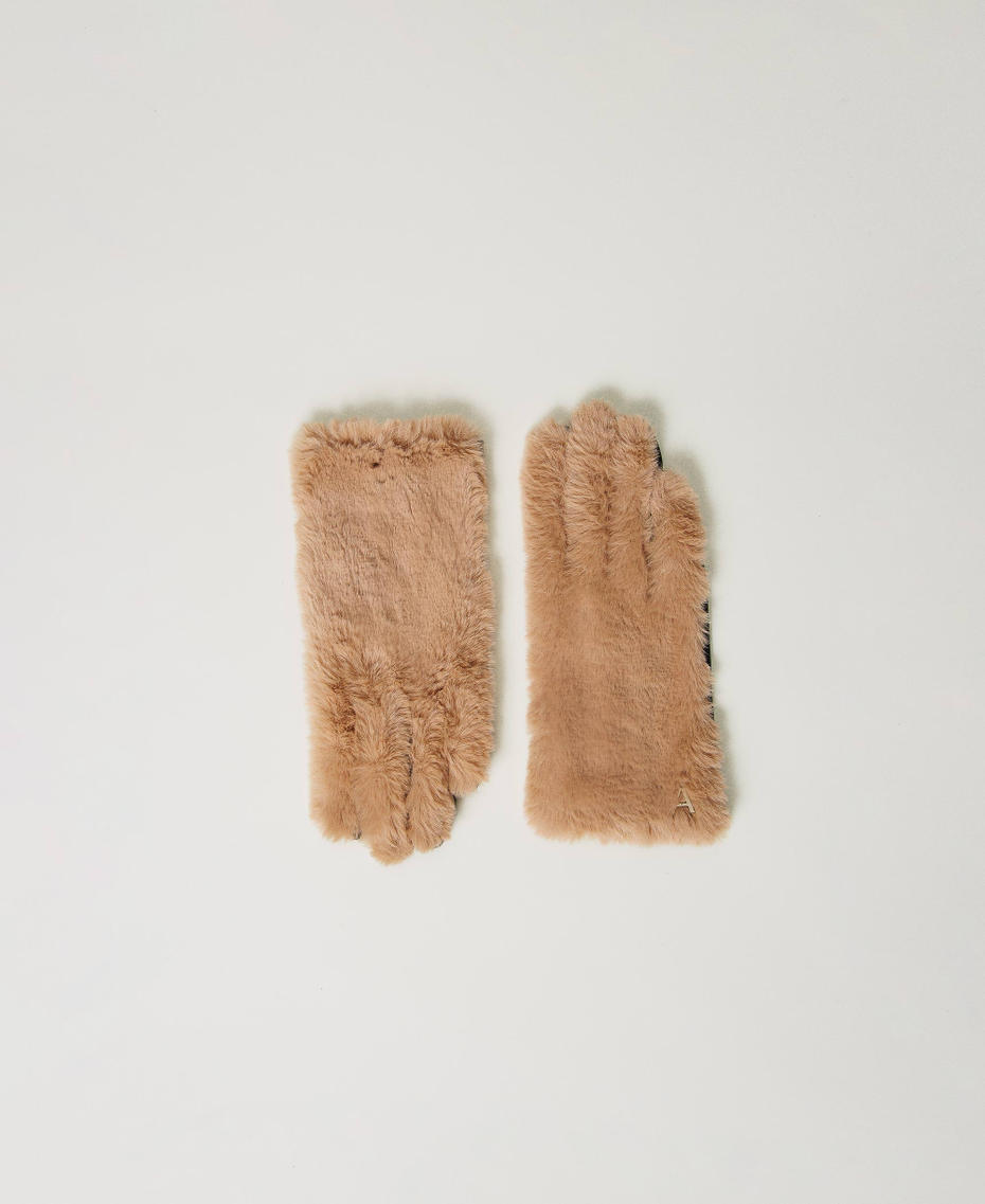 Faux fur gloves