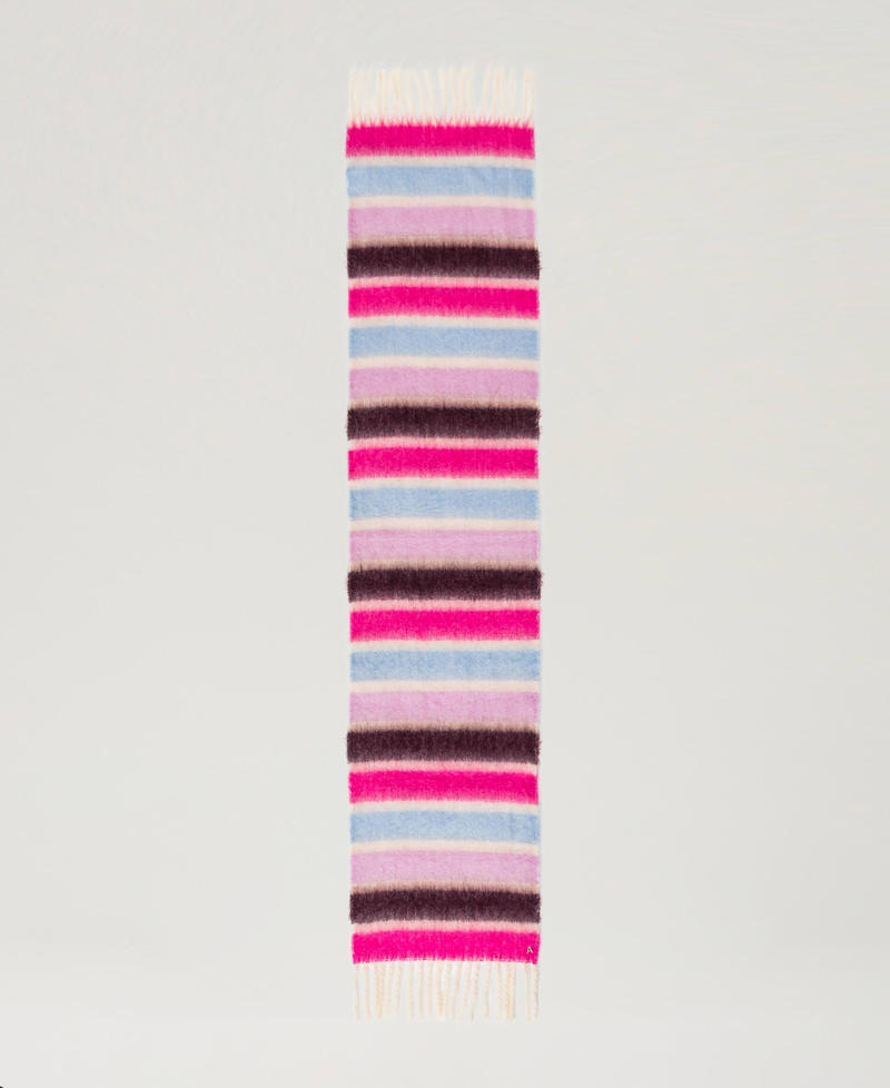 Bunt gestreifter Schal mit Fransen Multicolor-Streifen Off White Frau 242AO5110_12032_05