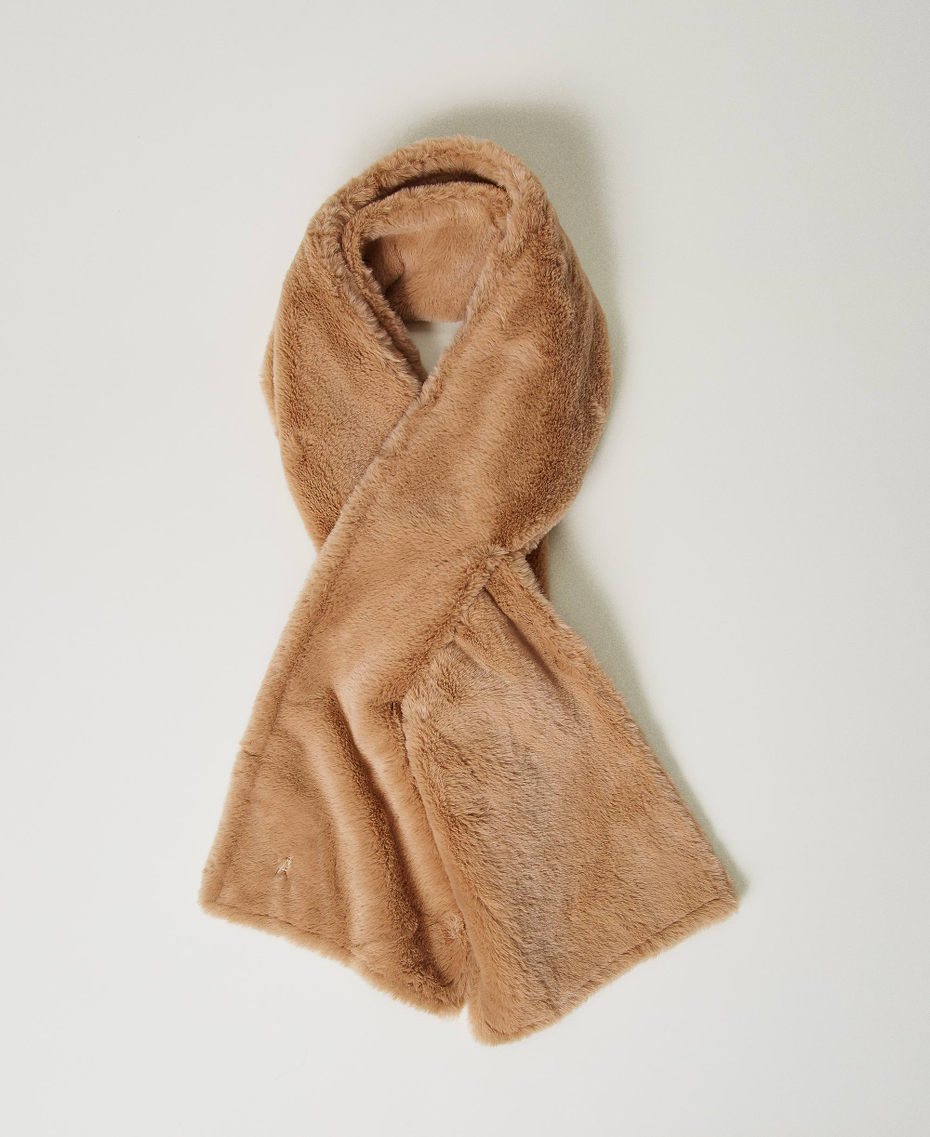 Faux fur scarf Beaver Brown Woman 242AO5130_11960_01