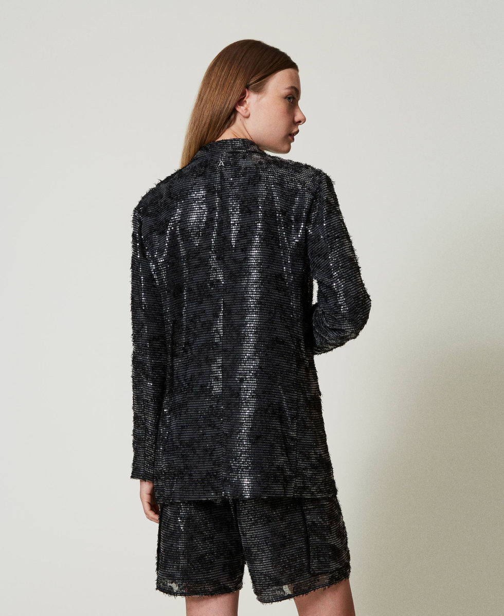 Blazer mit Alloverpailletten Schwarz Frau 242AP2010_00006_03