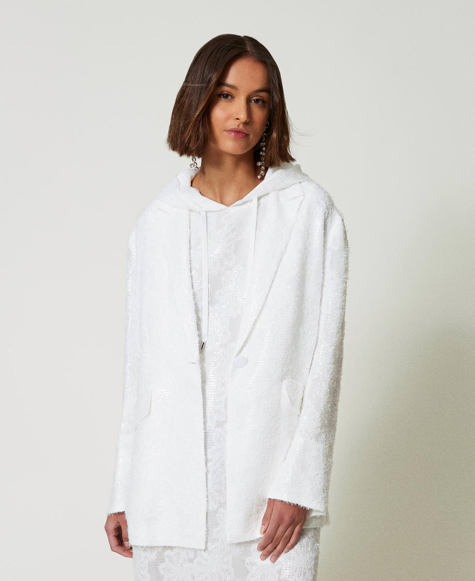 Blazer mit Alloverpailletten "Papers"-Wei&szlig; Frau 242AP2010_00840_02