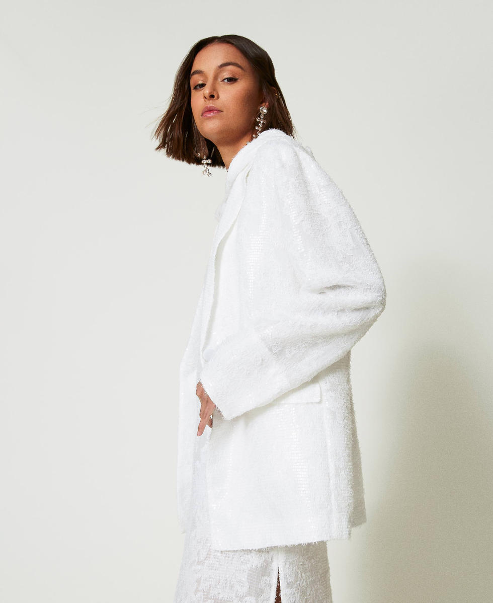 White sequin blazer online