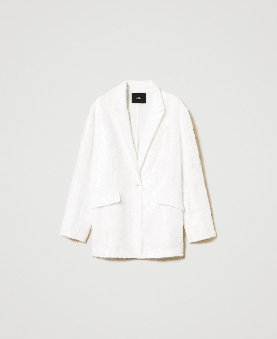 Full sequin blazer "Papers" White Woman 242AP2010_00840_S0