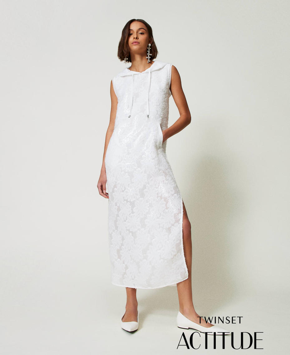 Full sequin long dress "Papers" White Woman 242AP2011_00840_01