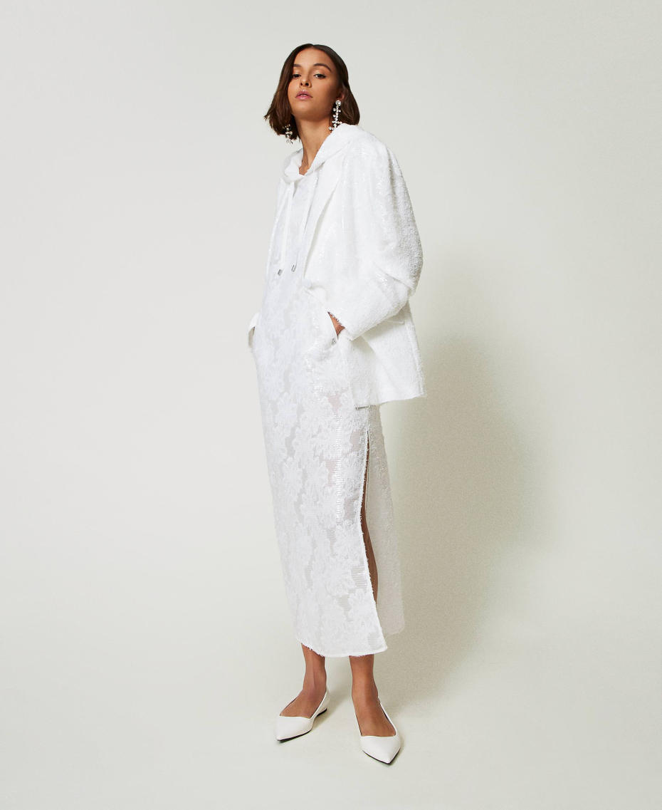 Abito lungo in full paillettes Bianco "Papers" Donna 242AP2011_00840_T0