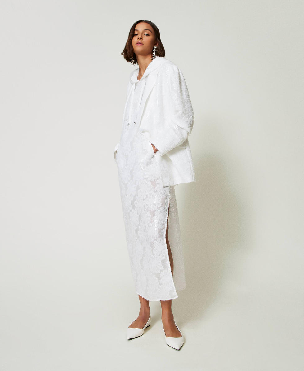 Full sequin long dress "Papers" White Woman 242AP2011_00840_T0