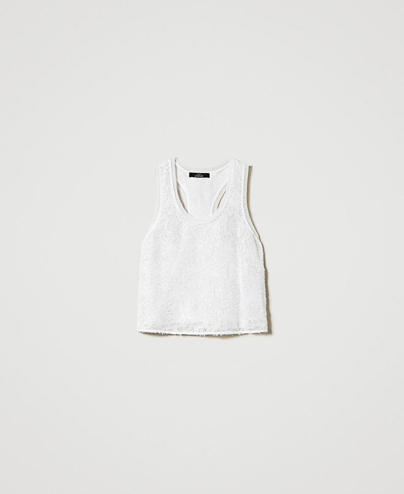 Full sequin tank top "Papers" White Woman 242AP2013_00840_S0