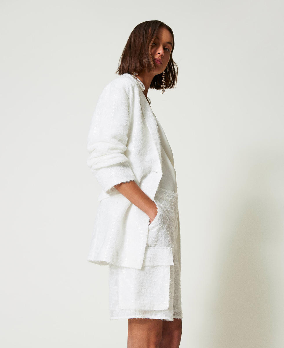 Short avec sequins all-over Blanc "Papers" Femme 242AP2014_00840_02