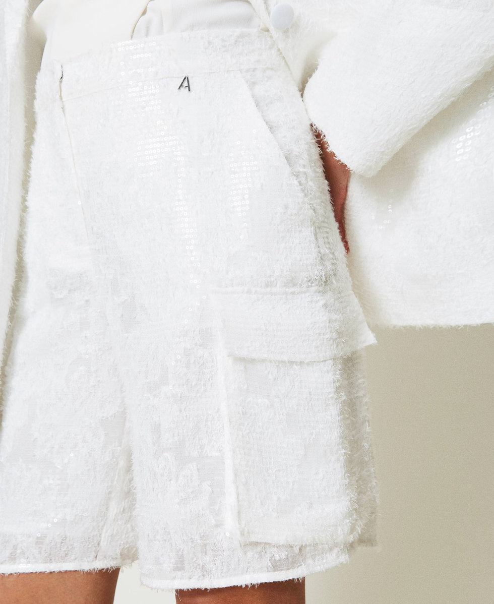 Short avec sequins all-over Blanc "Papers" Femme 242AP2014_00840_04