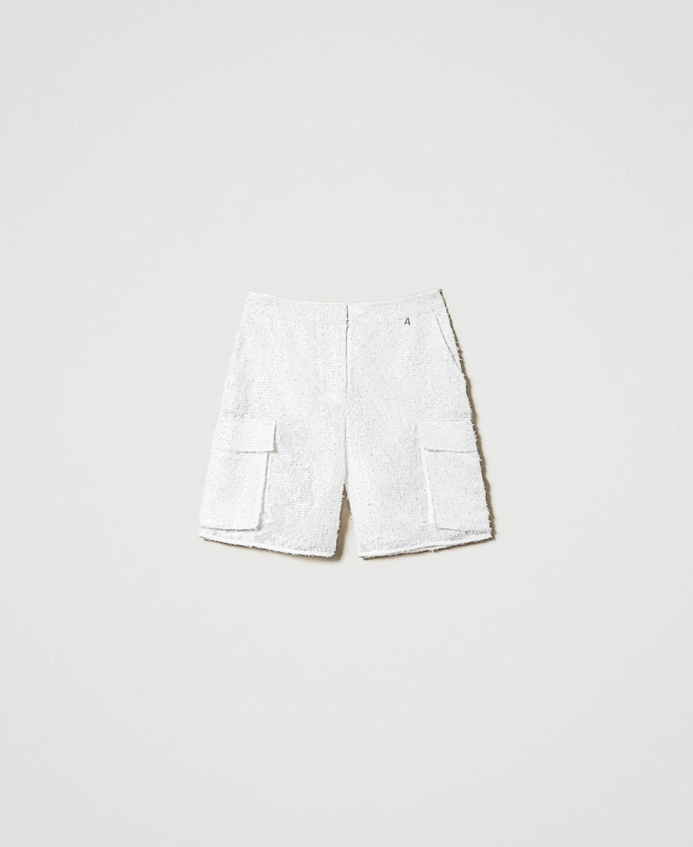 Short avec sequins all-over Blanc "Papers" Femme 242AP2014_00840_S0