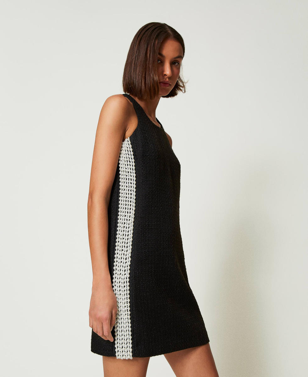 Vestido corto efecto esterilla con cuentas Negro Mujer 242AP2022_00006_02