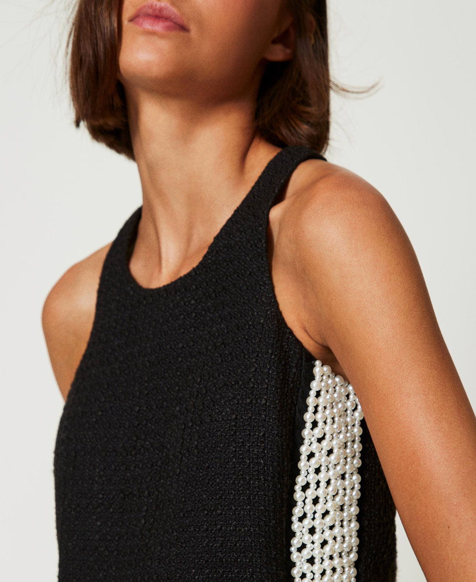 Vestido corto efecto esterilla con cuentas Negro Mujer 242AP2022_00006_04