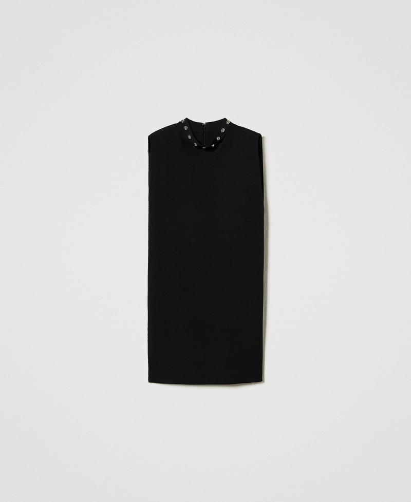 Cady crêpe dress with metallic pearls