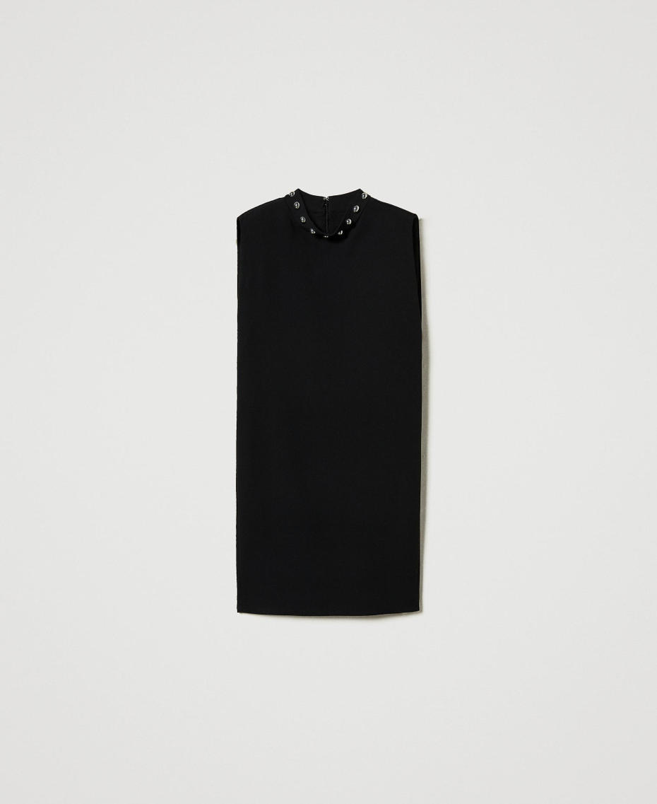 Cady crêpe dress with metallic pearls Black Woman 242AP2040_00006_S0