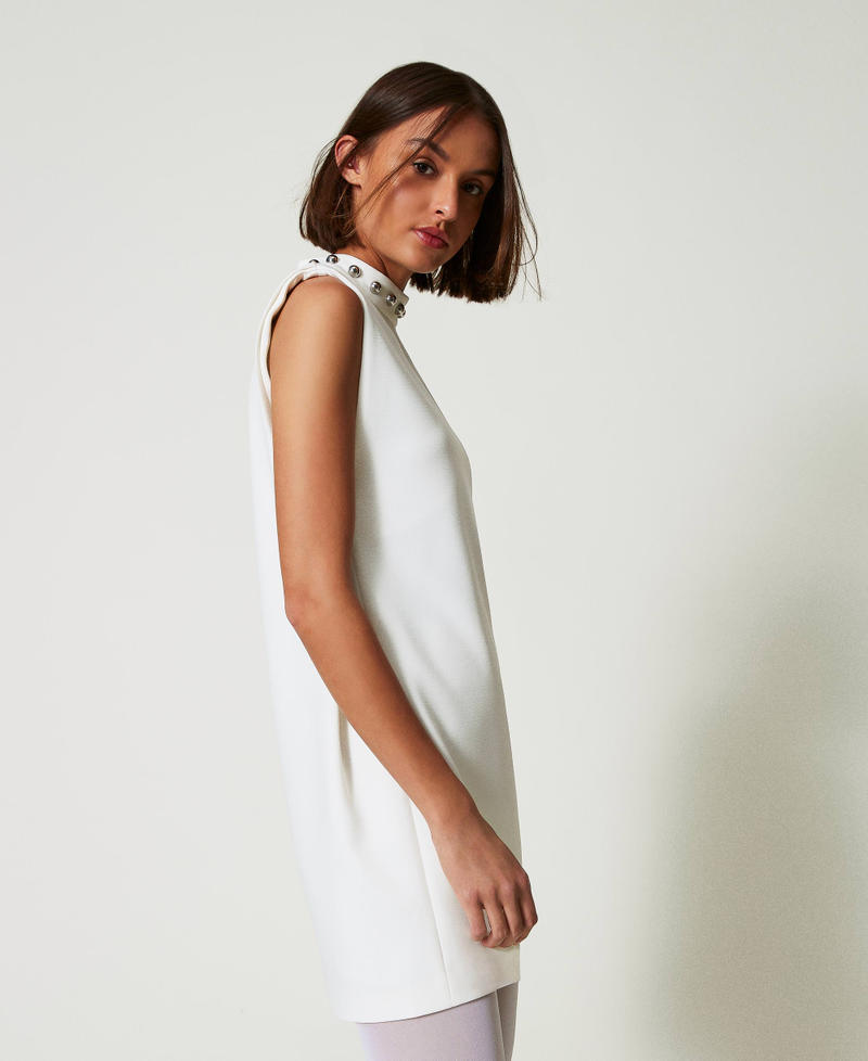 Cady cr&ecirc;pe dress with metallic pearls White Cream Woman 242AP2040_00733_02