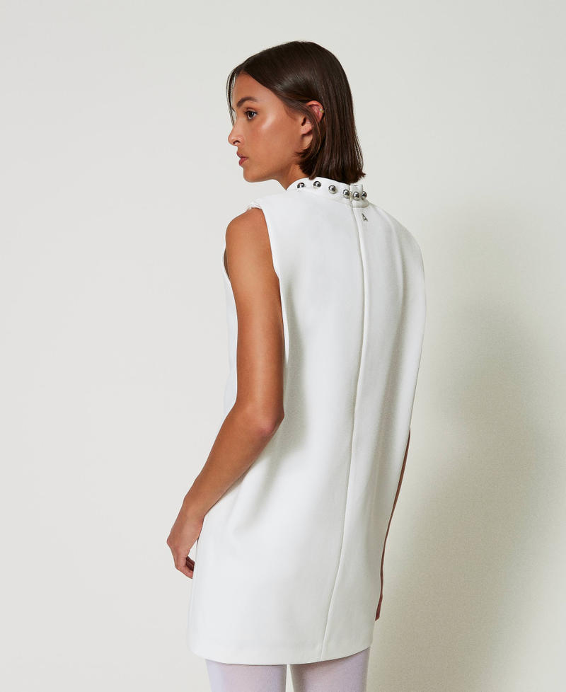 Cady cr&ecirc;pe dress with metallic pearls White Cream Woman 242AP2040_00733_03