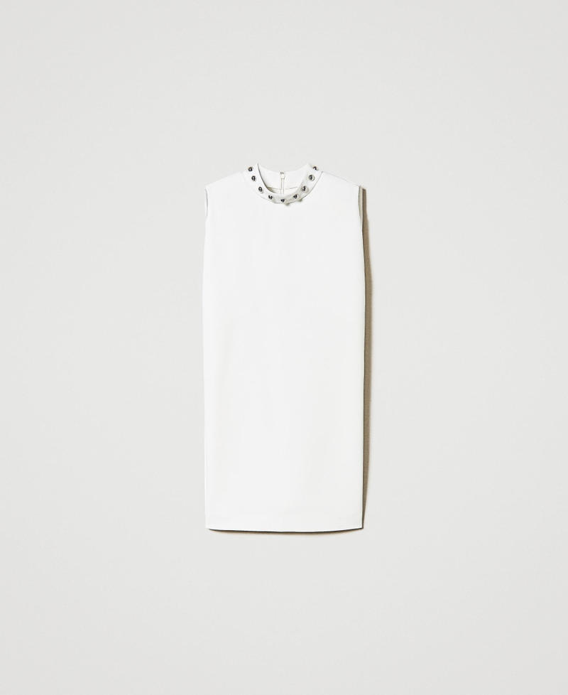 Cady cr&ecirc;pe dress with metallic pearls White Cream Woman 242AP2040_00733_S0