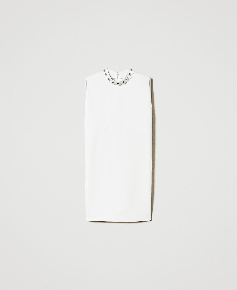 Cady cr&ecirc;pe dress with metallic pearls White Cream Woman 242AP2040_00733_S0