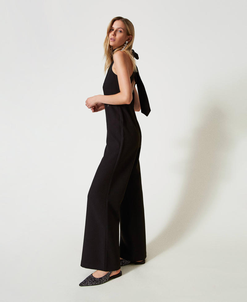 Cady crêpe halter jumpsuit Black Woman 242AP2042_00006_02