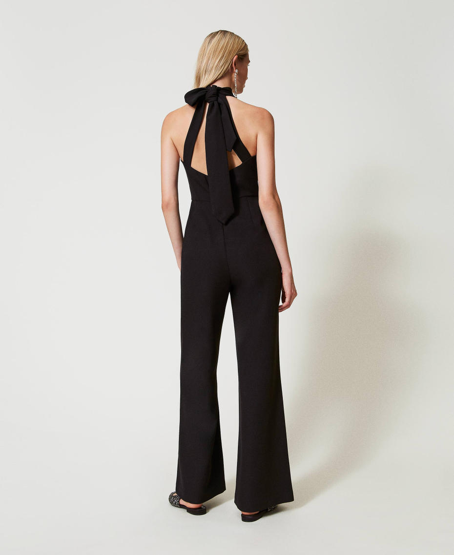 Cady crêpe halter jumpsuit Black Woman 242AP2042_00006_03