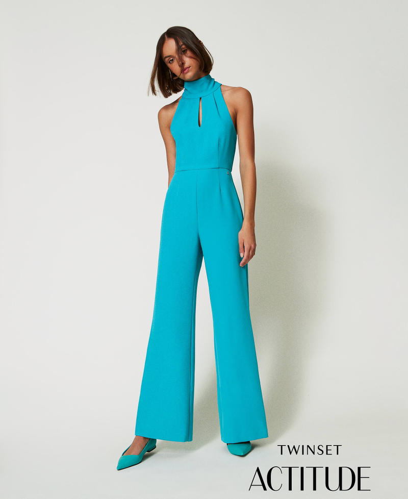 Cady crêpe halter jumpsuit Tropical Emerald Green Woman 242AP2042-01