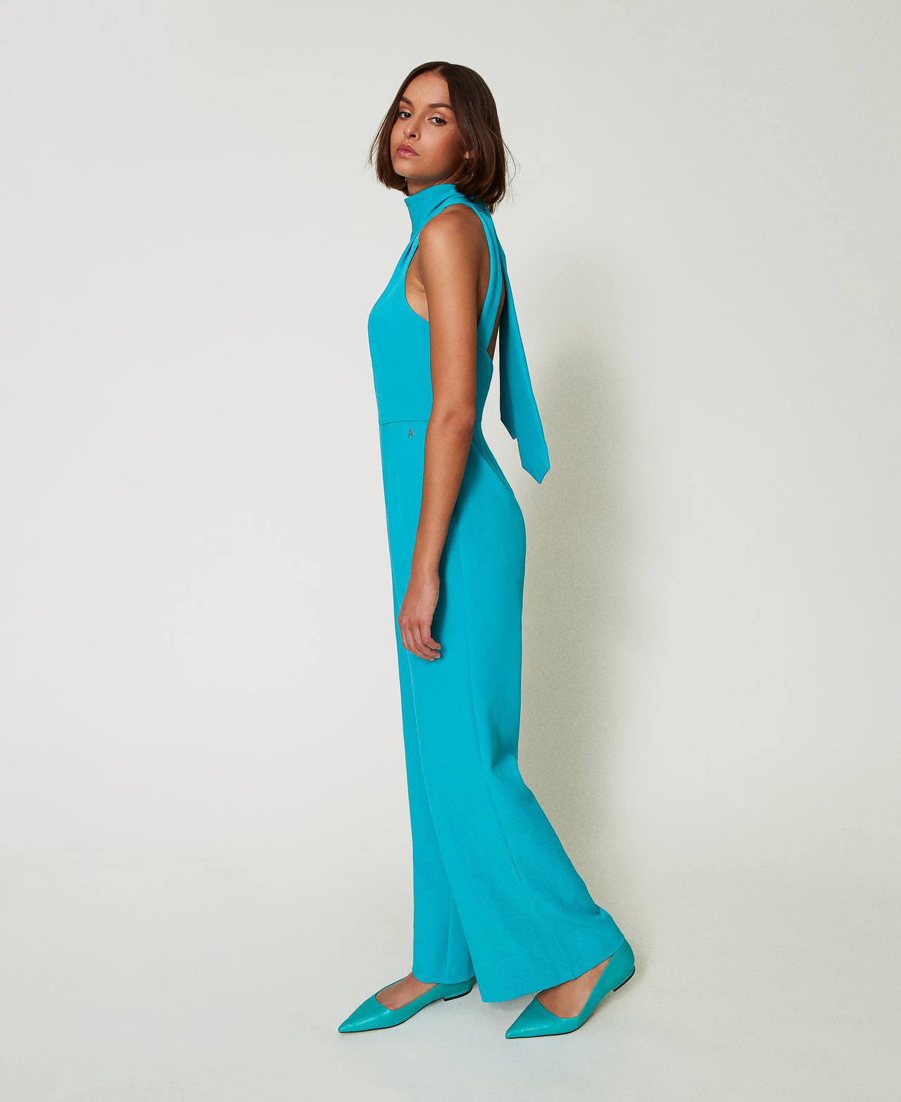 Tuta halter in crêpe cady Verde "Tropical Emerald" Donna 242AP2042_11722_02