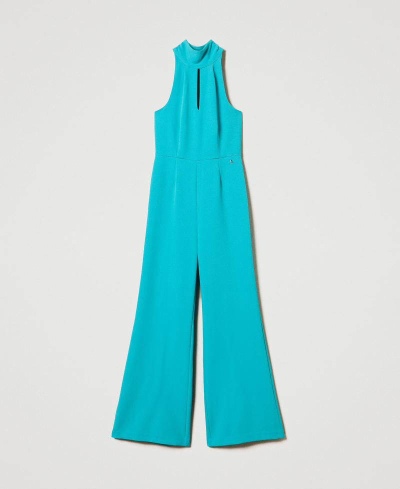 Cady crêpe halter jumpsuit Tropical Emerald Green Woman 242AP2042_11722_S0