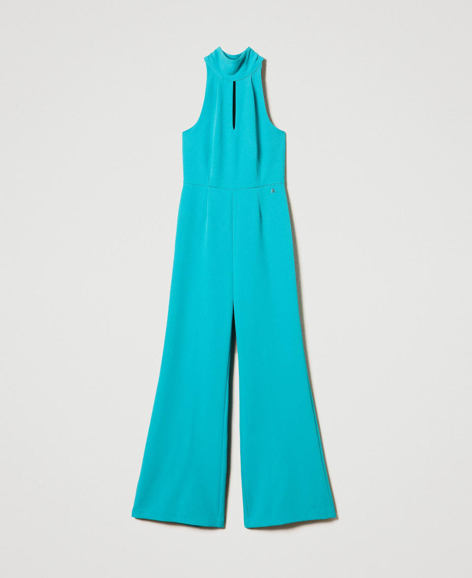 Cady crêpe halter jumpsuit Tropical Emerald Green Woman 242AP2042_11722_S0