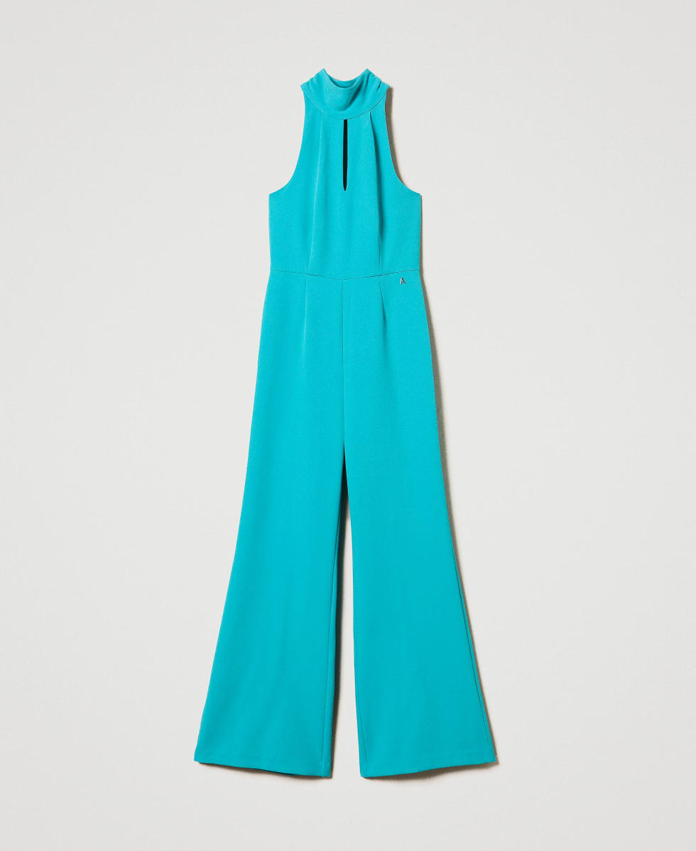 Tuta halter in cr&ecirc;pe cady Verde "Tropical Emerald" Donna 242AP2042_11722_S0