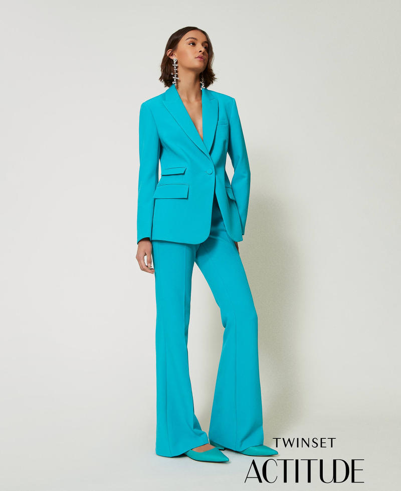 Pantalon évasé avec crêpe cady Vert « Tropical Emerald » Femme 242AP2045_11722_01