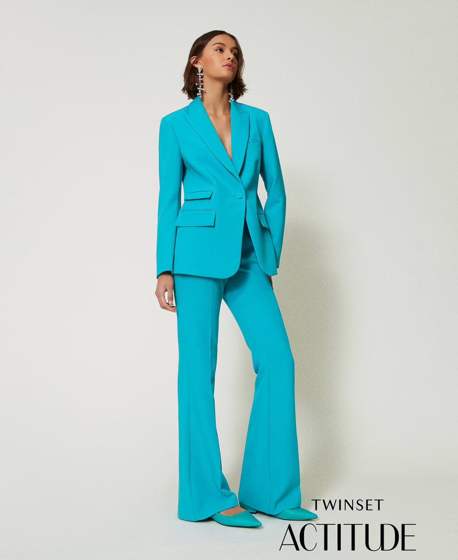 Pantalon évasé avec crêpe cady Vert « Tropical Emerald » Femme 242AP2045_11722_01