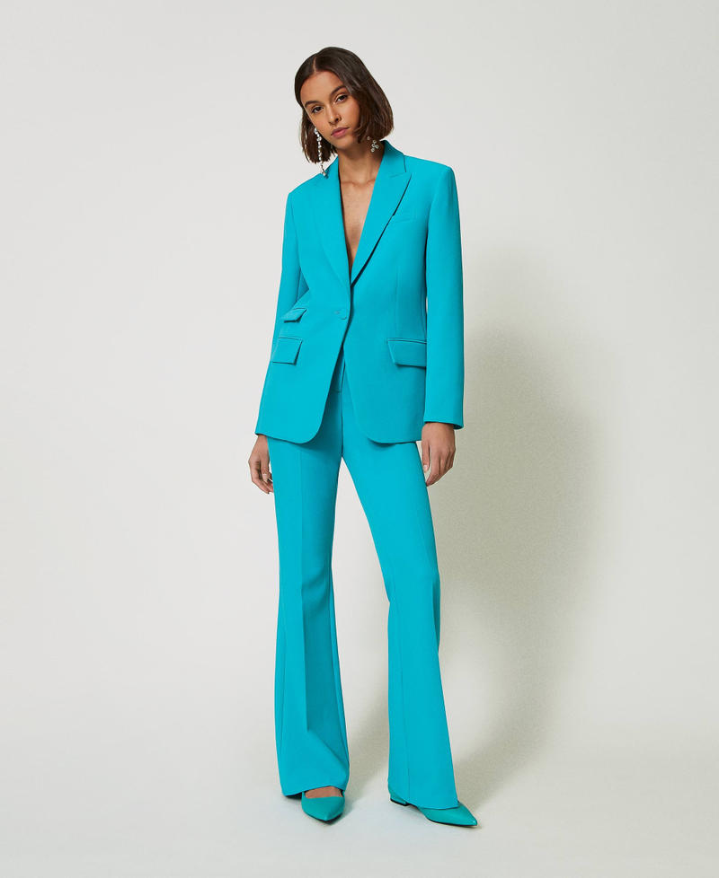 Pantalon évasé avec crêpe cady Vert « Tropical Emerald » Femme 242AP2045_11722_02