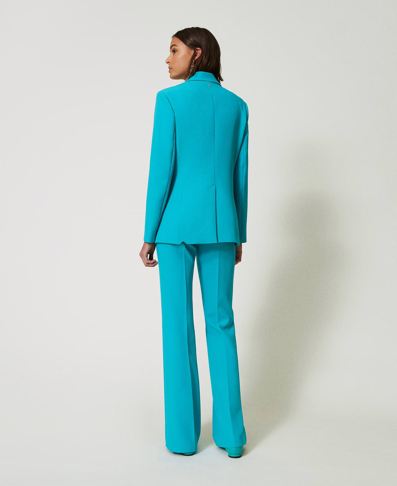 Pantalon évasé avec crêpe cady Vert « Tropical Emerald » Femme 242AP2045_11722_03