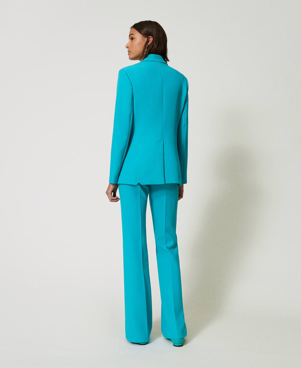 Pantaloni flare in cr&ecirc;pe cady Verde "Tropical Emerald" Donna 242AP2045_11722_03