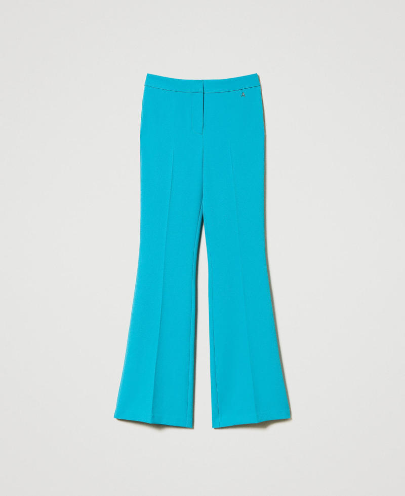 Pantalon évasé avec crêpe cady Vert « Tropical Emerald » Femme 242AP2045_11722_S0