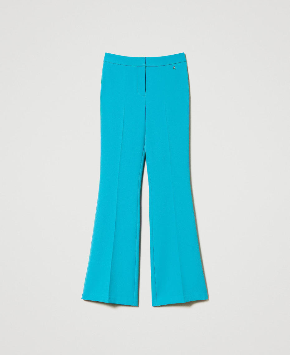 Pantalon évasé avec crêpe cady Vert « Tropical Emerald » Femme 242AP2045_11722_S0