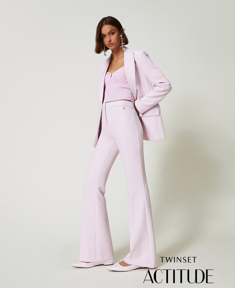 Pantalon évasé avec crêpe cady Rose « Pink Tulle » Femme 242AP2045_11724_01