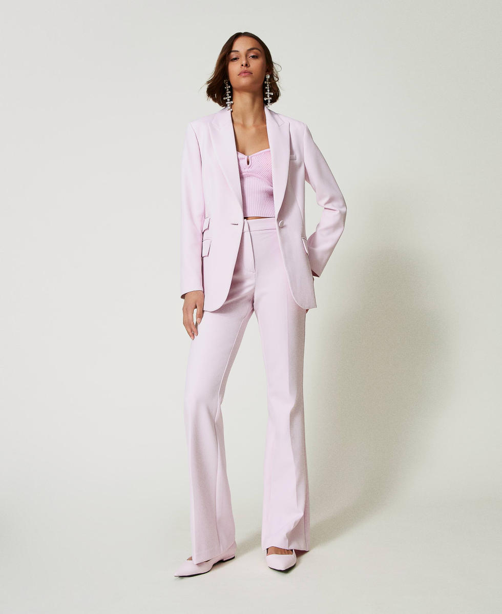 Flared cady cr&ecirc;pe trousers Pink Tulle Woman 242AP2045_11724_02