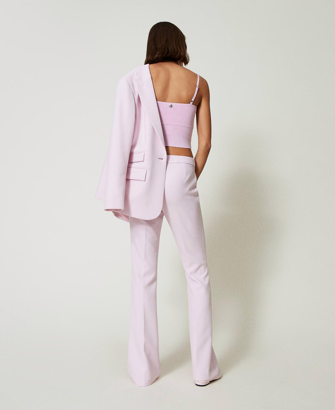Pantalon évasé avec crêpe cady Rose « Pink Tulle » Femme 242AP2045_11724_03