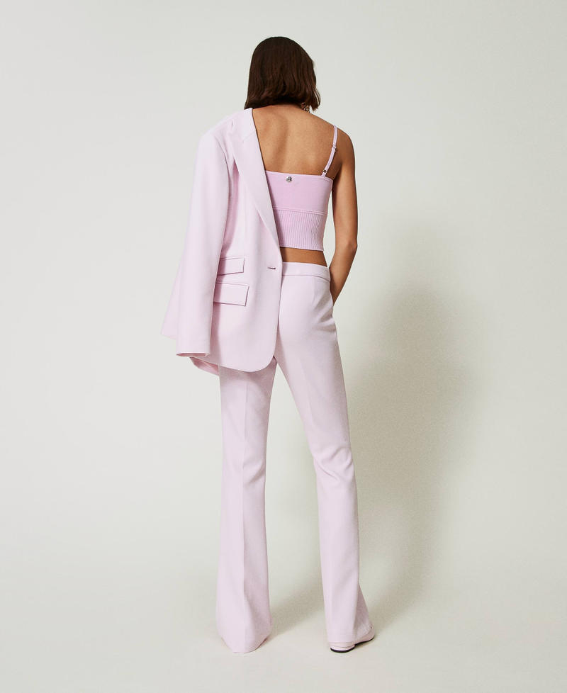 Pantalon évasé avec crêpe cady Rose « Pink Tulle » Femme 242AP2045_11724_03
