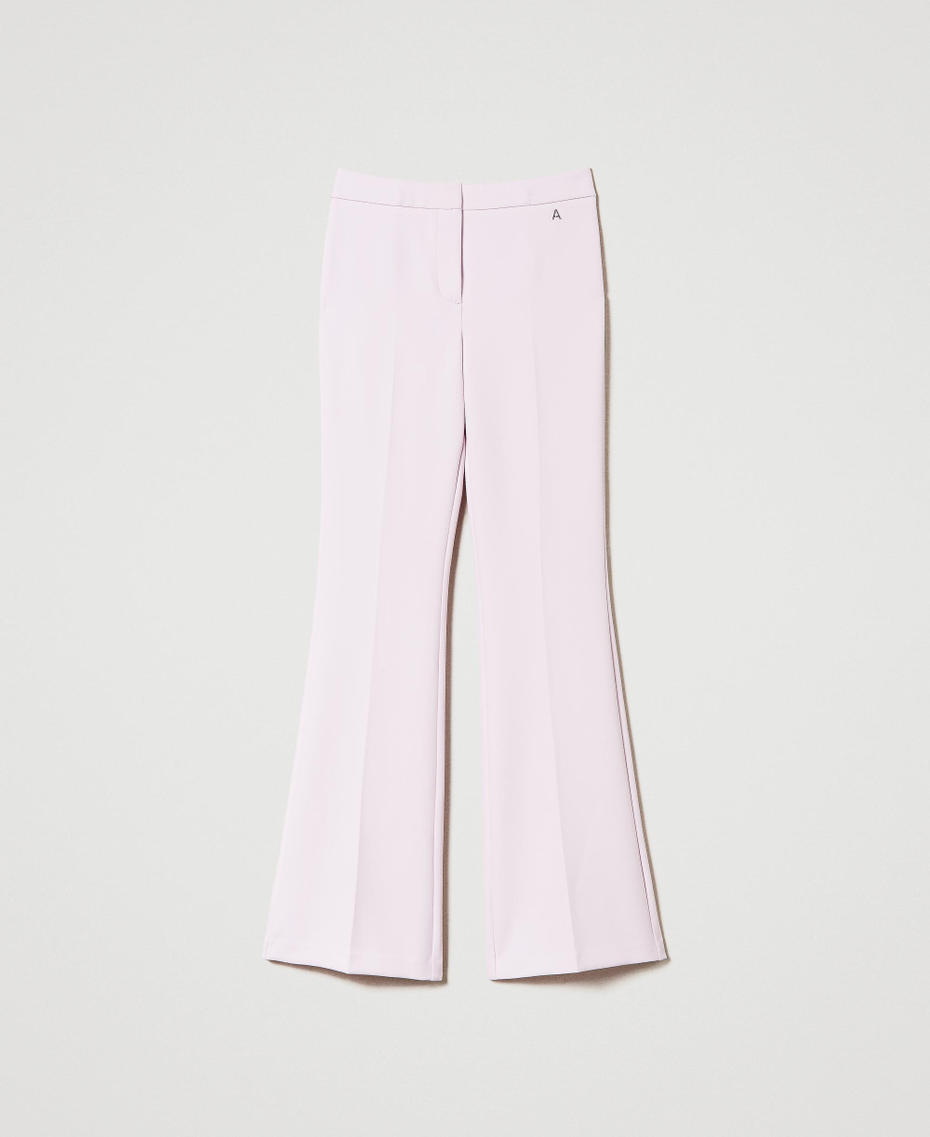 Pantalon évasé avec crêpe cady Rose « Pink Tulle » Femme 242AP2045_11724_S0